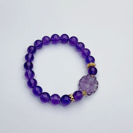 Amethyst Nine Tailed Fox Bracelet, Female Ins, Niche Design, Handmade Beaded Bracelet